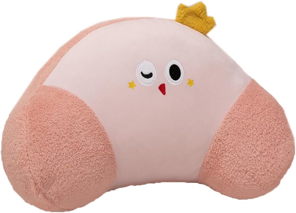 Tingting's Dream Office Lumbar Support Pillows Cartoon Plush Latex Waist Cushion Soft Car Back Rest Pillows Soft Bed Rest Reading Pillow (Crystal Velvet-Brown, 35×50CM/13.8"×19.7")