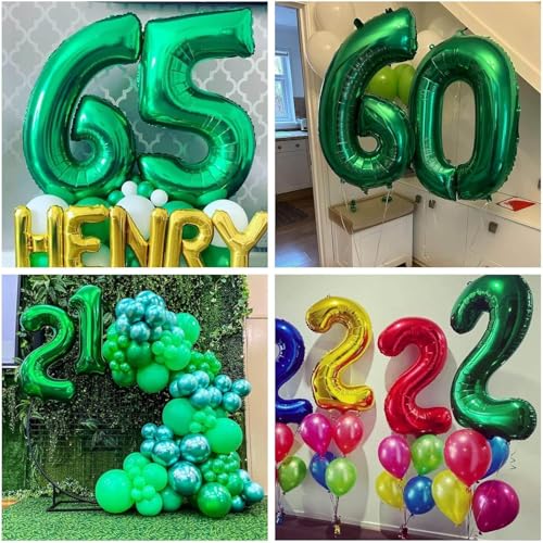 Image of Number 45 Dark green Balloons 40 Inch Giant Dark green Foil 45 Helium Balloons for 45th Dark green Birthday Party Supplies 45th Anniversary Events Decorations