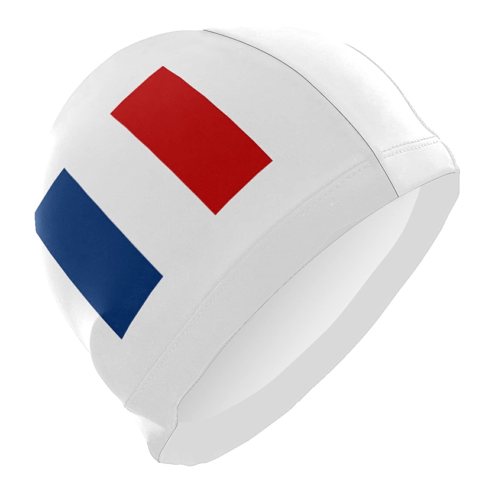 Dallonan Swimming Cap France Flag White Unisex Adult Swim Cap Polyester