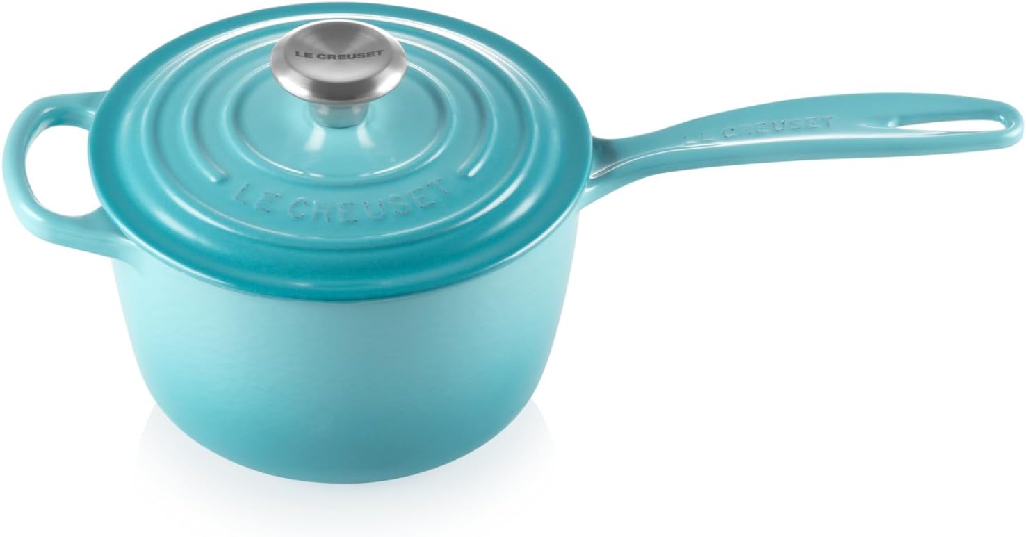 Le Creuset Enameled Cast Iron Signature Saucepan, 1.75 qt, Caribbean