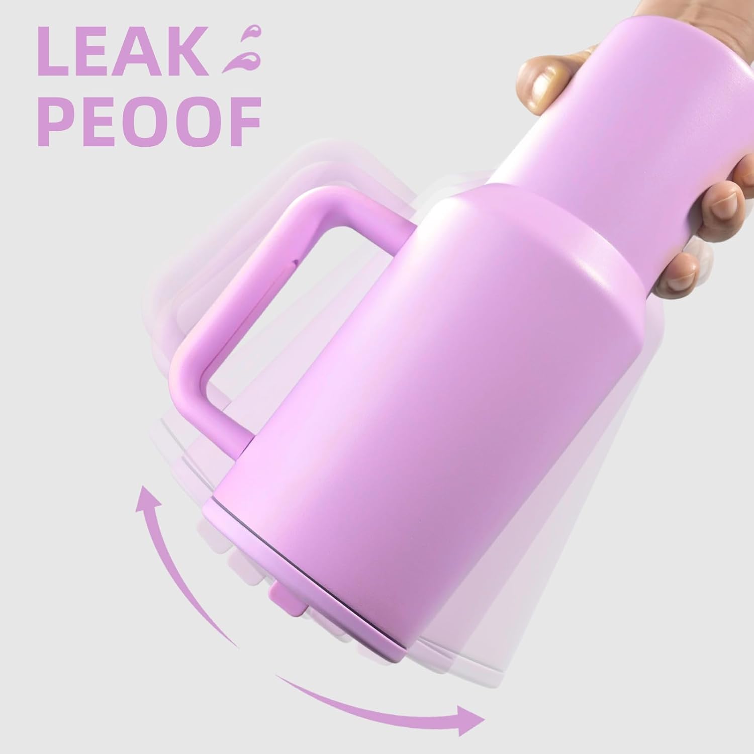 40 oz Insulated Tumbler with Handle,Flip Straw,Lid & Rubber Base Stainless Steel Water Bottle - Leak Proof Vacuum Insulated Mug BPA Free Reusable Travel Cup Gifts for Women/Men (Dark purple) - Image 3