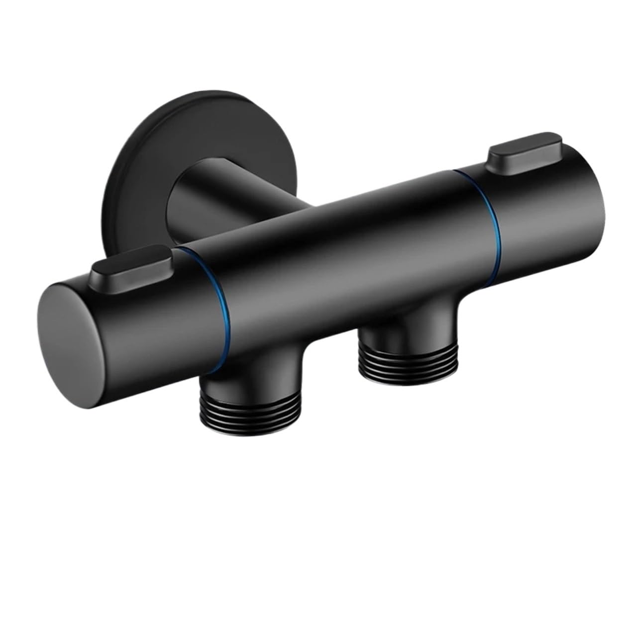 Grifo de lavabo doble salida de latón macizo negro mate premium