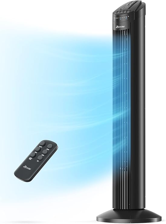 ZICOOLER 30" Tower Fan, Large Airflow 70° Oscillating Fan with Remote