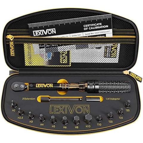 LEXIVON Bike Torque Wrench 1/4-Inch Dr. 15-Piece Kit | 72-Tooth Gear, Dual-Direction Click Type 2~26 Nm / 17.7~230.1 in-lb (LX-191) Cover