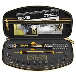 LEXIVON Bike Torque Wrench 1/4-Inch Dr. 15-Piece Kit | 72-Tooth Gear, Dual-Direction Click Type 2~26 Nm / 17.7~230.1 in-lb (LX-191)