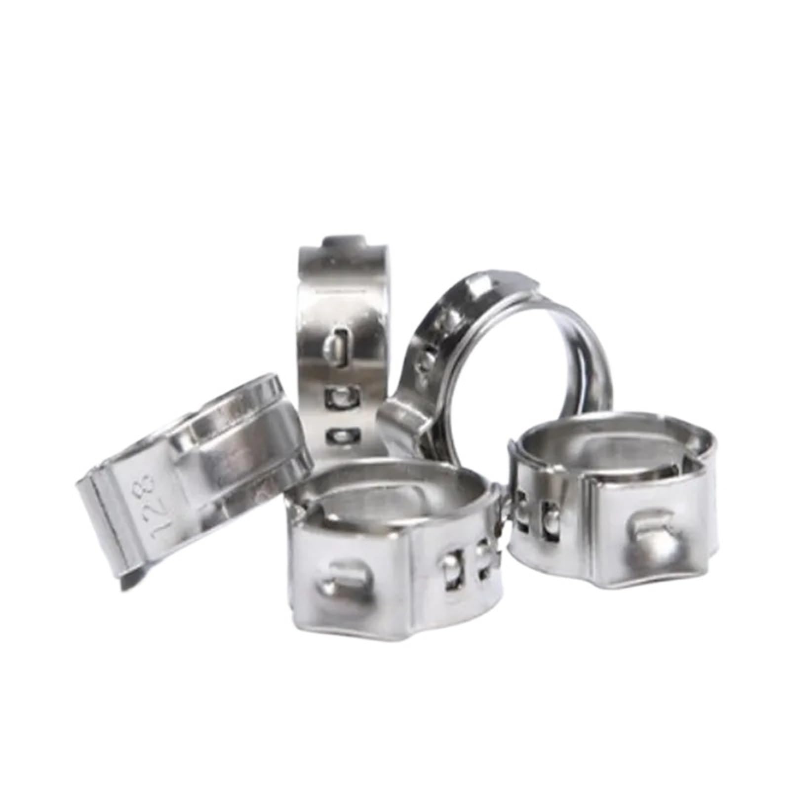 Hose Clamps Stainless Steel 5-10pcs 304 Stainless Steel 5.6mm to 60mm Single Ear Hose Clamps Clips One Stepless Pipe Clamp(15.3-18.5mm 10PCS)