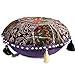 DK Homewares Ethnisch Baumwolle bodenkissen bezug abnehmbar 45x45 Orientalische Sitzkissen Bohemien Lila Patchwork Gestickt Wohnkultur Rund Jahrgang Runde Stuhlkissen - 18x18 Inch