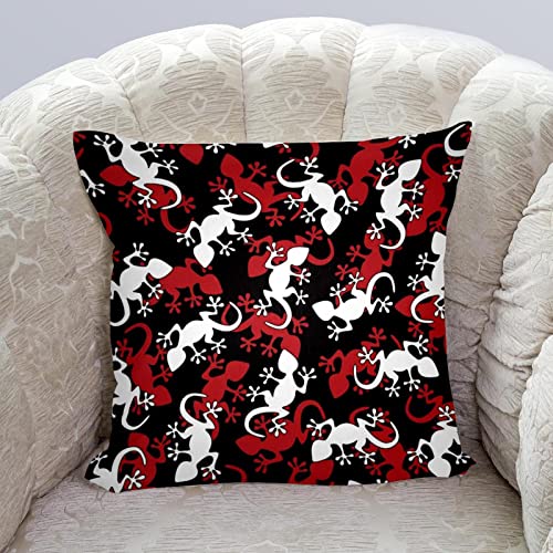 Tbouobt Throw Pillow Case Cushion Cover, Decorations For Sofa Couch Bed Chair, Animal Silhouette Lizard Red White #TOP1