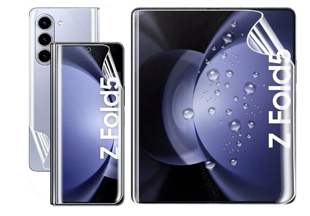 LIKECASE Pet Film Screen Guard Compatible with Samsung Galaxy Z Fold5 5G for Front, Back, Fold Display & Hinge Protection, Hydro-Gel Membrane Full Coverage Screen Protector, Clear Transparent