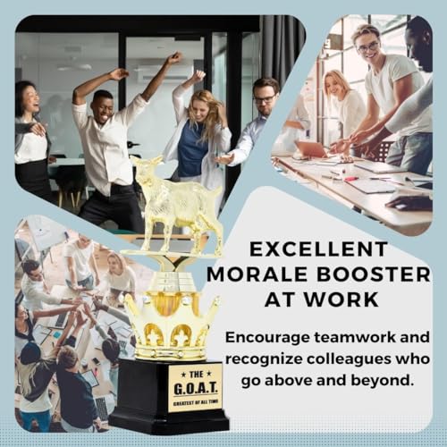 goat trophy - goat - greatest of all time funny trophy award with option for custom plate - appreciation gift for boss coworker friend - league champion award winner