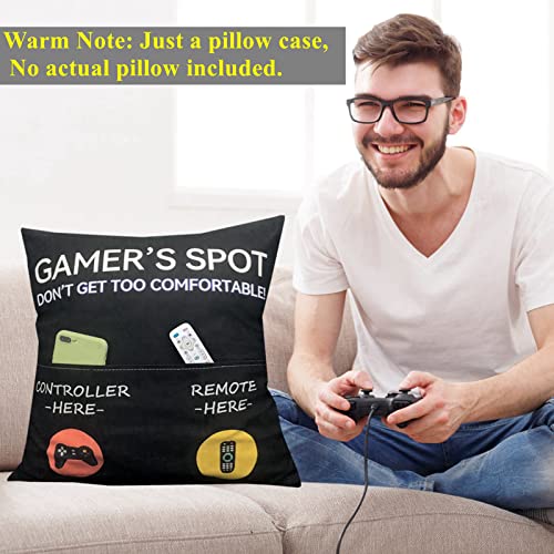 Gamer Gifts For Gamers, Pocket Design Throw Pillow Covers 18 X 18 Inch + Gamer Socks, Gaming Room Décor Stocking Stuffers Gaming Gifts Easter Basket Stuffers For Teen Boys Girls Men Father Boyfriends #TOP4