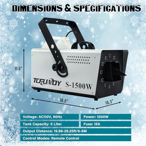 tcfundy snow machine with 12 led lights 1500w snow snowflake making machine with 9 color lights effect snowflake maker with remote control for christmas wedding kids party stage