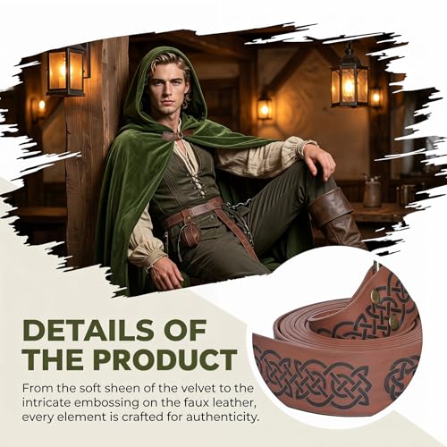 Image of Renaissance Hooded Cloak Set for Men Women Medieval Costume for Halloween