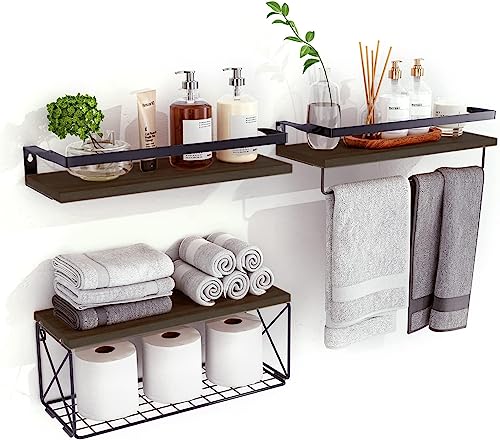 Estantería Pared De Madera 5 Piezas 120cm - Baldas Marrón Para Baño