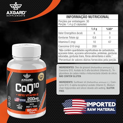 Coenzima Q10 200 Mg + Vitamina E, TCM (triglicerídeos de cadeia média), 60 cápsulas, Matéria Prima I