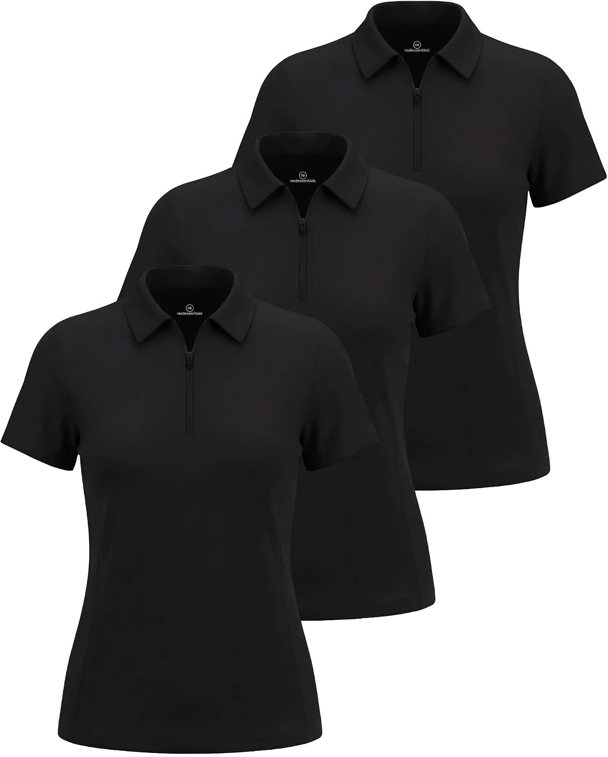 3 Pack Women's Dry Fit Golf Polo Shirts with Zipper Short Sleeve Collared | Available In Plus Size, Workout Tennis Pickleball Athletic Tops, Gym Moisture Wicking Knit, Ladies Work Sport Cute Trendy