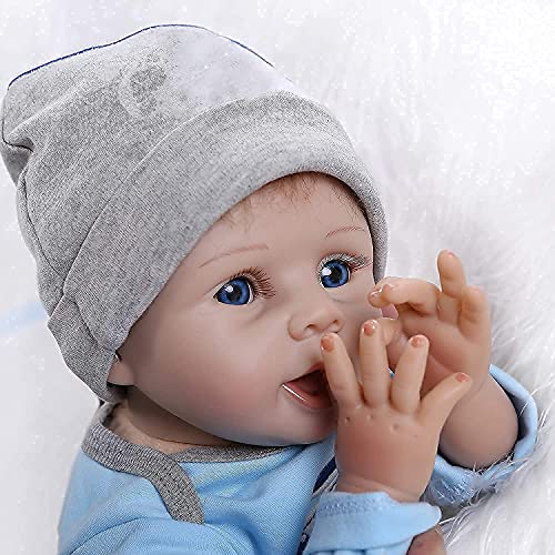 ZIYIUI Reborn Baby Junge 22 inch 55cm Babypuppen Lebensechte Ganzkörper Weiches Reborn Baby Junge Vollsilikon Kinder… – Bild 8