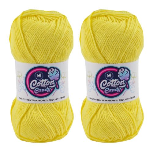 Image of NESTNHAVEN Cotton Candy 100% Cotton Yarn - (100g, 185 Meters) - Luxury Yarn for Crochet, Amigurumi, Embroidery, Toys, Garments, Flowers and Hobby, Projects. (Light Yellow) | (200 Gm)