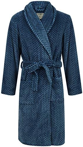 Men's Blue Herringbone Fleece Robe (XL)