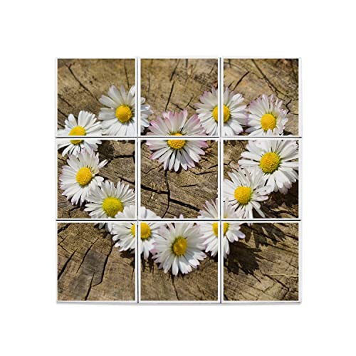 Carreaux Céramique Décoratif Couronne de Pâquerettes - Décoration Murale Haut de Gamme 45cm