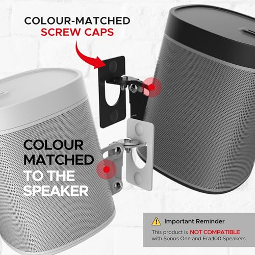 image for Sound Bass Play 1 Wall Mount Black, Compatible with Sonos Play:1 Only,