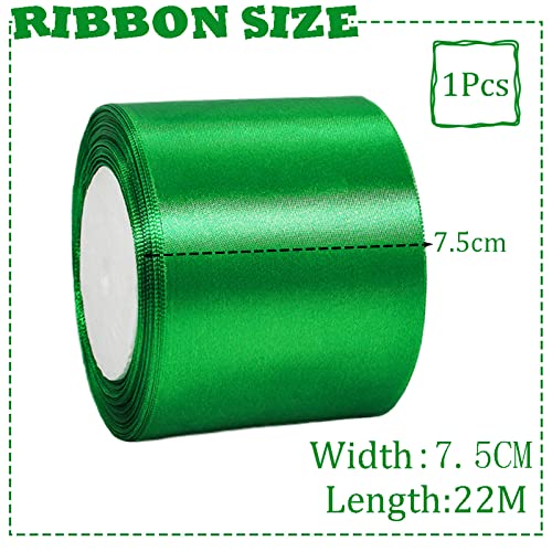 75mm Wide Dark Green Ribbon Thick Christmas Ribbon for Gift Wrapping 22m - Image 2