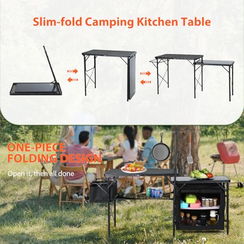Mesa de Cocina de Camping Nice C, Mesa Plegable Portátil para Cocinar al Aire Libre (Negro) miniatura 6