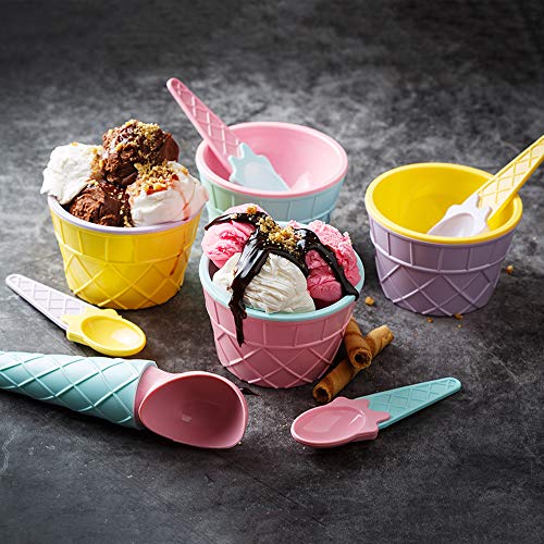 CRYSTALIA Ice Cream Dessert Sundae Bowls, Plastic Reusable Ice Cream Cups, BPA-Free, Safe for Kids, Set of 9