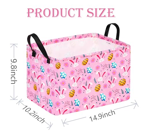 Image of Easter Eggs Gift Pink Rabbit Shelf Basket Clothes Laundry Storage Box Storage Bins, Bunny Basket, Laundry Hamper with Handles