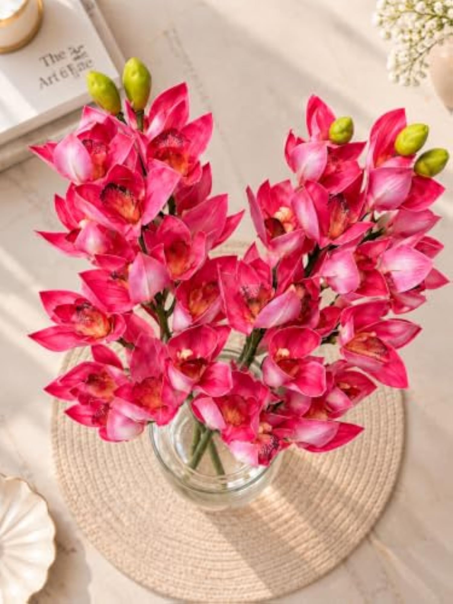 Pink Orchid Flower Stems, Pack of 2, Artificial Decor