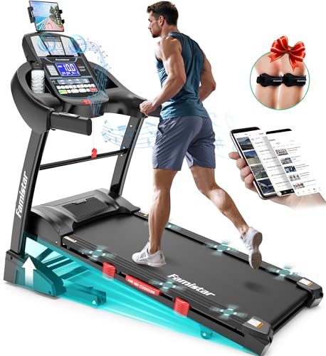 Image of 4.5HP Folding Treadmill for Home w / 15% Auto Incline, Portable Treadmill for Running Walking w / 300lbs Capacity, 64+3+3+1 Programs, APP Control, 10MPH Fast Speed, Exercise Machine