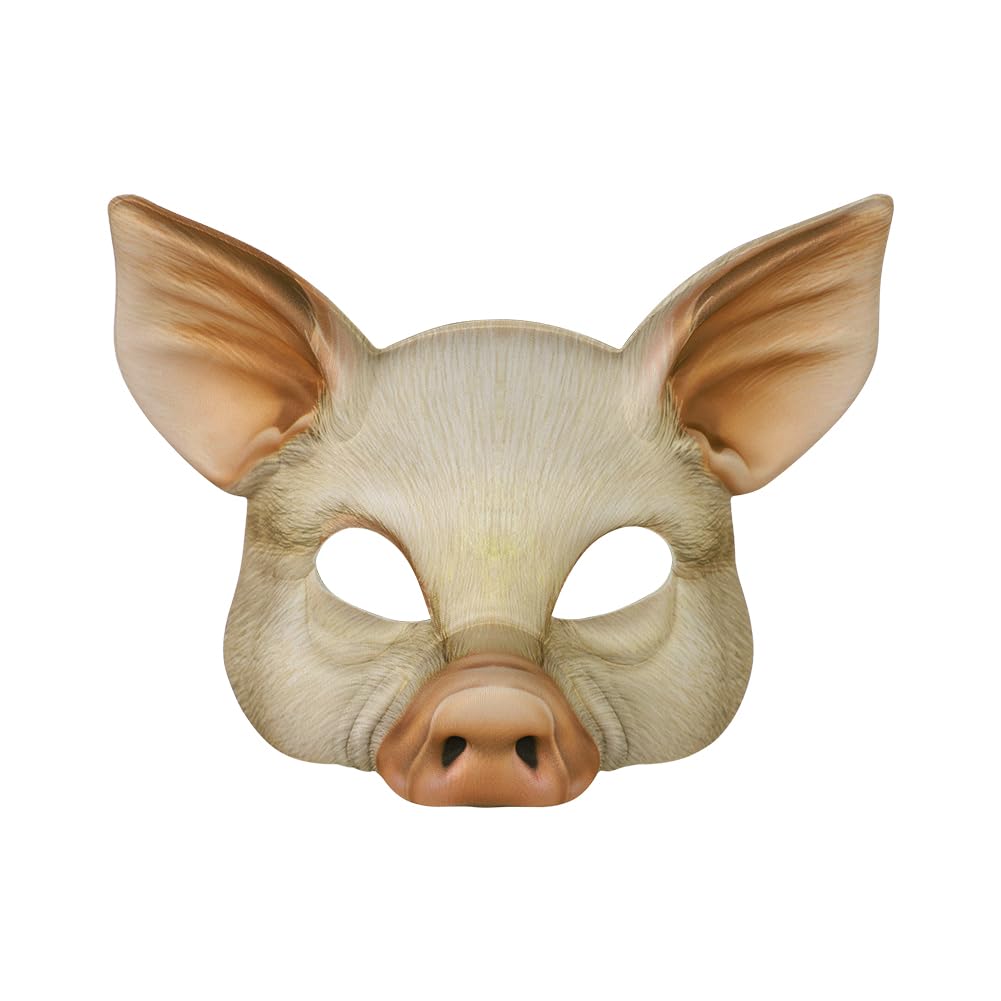 haozaikeji 2PCS Horror Pig Mask Halloween Creepy Scary Piggy Half Face Mask Latex Pig Animal Headwear Halloween Face Cosplay Props Fancy Dress Costume Accessory - Image 2