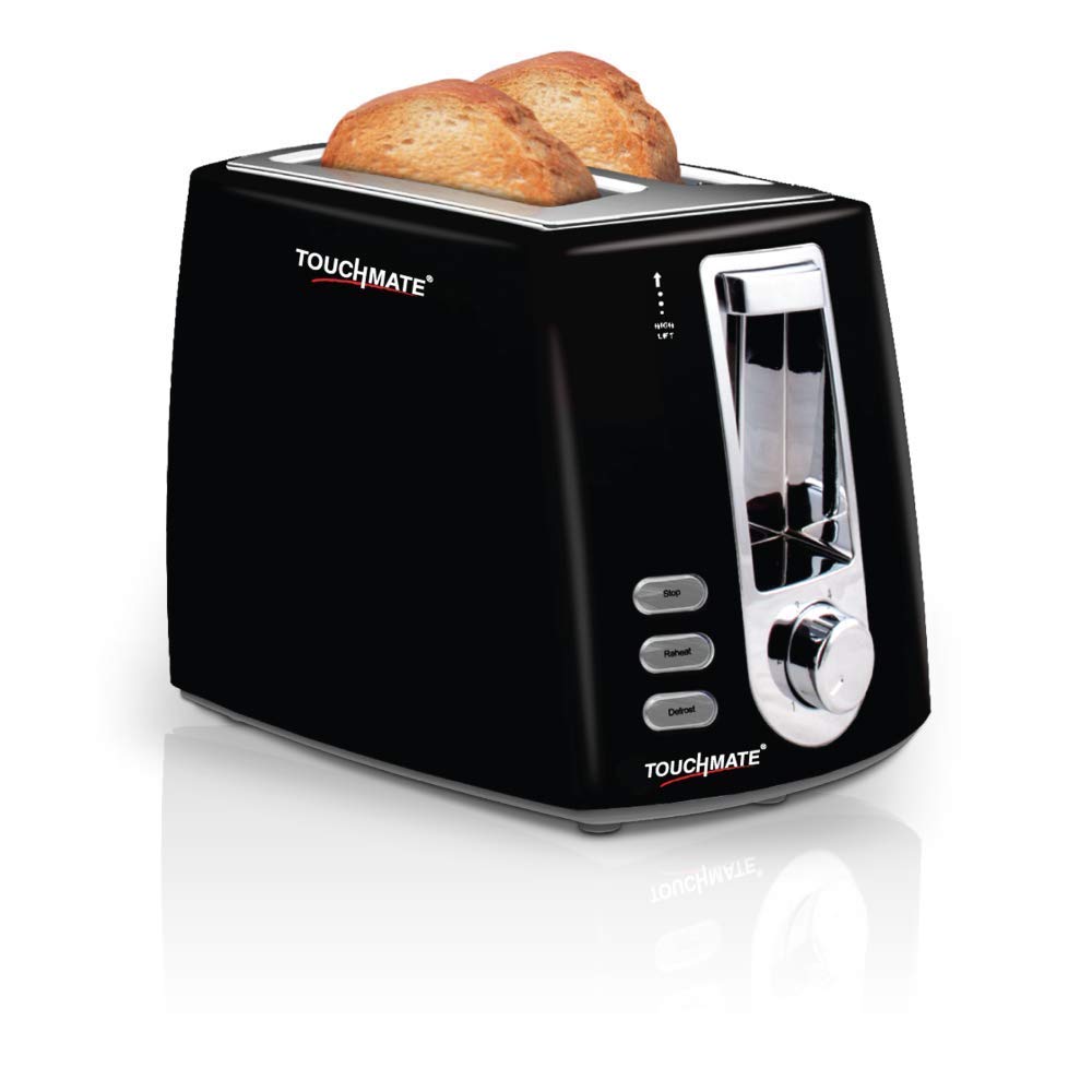 Blueline Touchmate 2 Slice Retro Compact Bread Toaster electronic control for reheat, defrost & stop functions 800 watts TM-TS-200 - Black