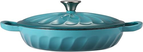 Miniatura 9 de Horno holandés ovalado de hierro fundido esmaltado, olla holandesa ovalada esmaltada de 7 cuartos de galón con tapa y asas dobles para estofar, para