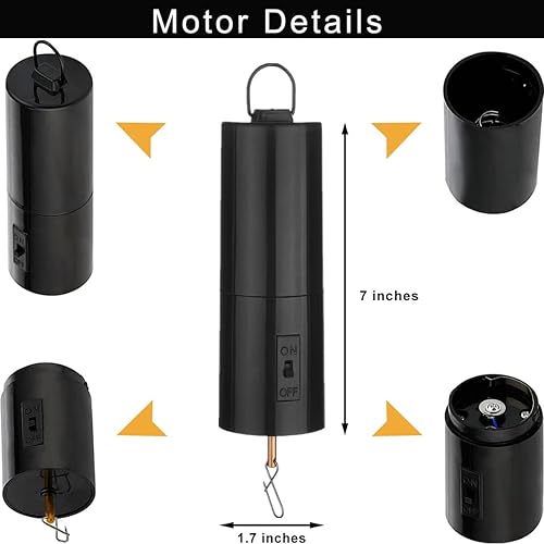 Miniatura 6 de Motor móvil de exhibición colgante, motor giratorio de viento, motor giratorio a pilas, pequeño accesorio cinético giratorio negro para espejo de
