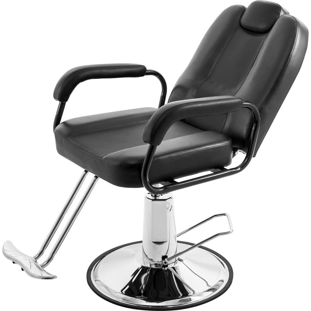 Reclining Barber Chair With Heavy-Duty Pump For Beauty Salon Tatoo Spa Equipment Black/Red(A) A As shown