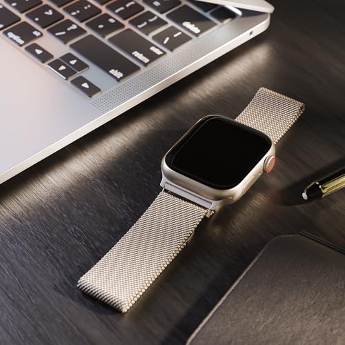 Image of Magnetic Mesh Metal Compatible with Apple Watch Band 49mm 46mm 45mm 44mm 42mm 41mm 40mm 38mm Men and Women, Stainless Steel Loop Clasp Replacement for iWatch Bands Ultra Series 10 9 8 7 SE 6 5 4 3 2 1