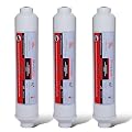 LiquaGen Pack of 3 Inline Carbon Filters for Reverse Osmosis Applications (2" x 10") - 1/4" Inlets