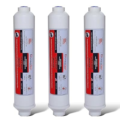 LiquaGen Pack of 3 Inline Carbon Filters for Reverse Osmosis Applications (2" x 10") - 1/4" Inlets