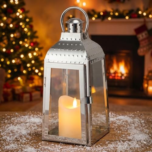 TRIROCKS Kerzenlaternen aus Edelstahl 30 cm hoch Dekorative...