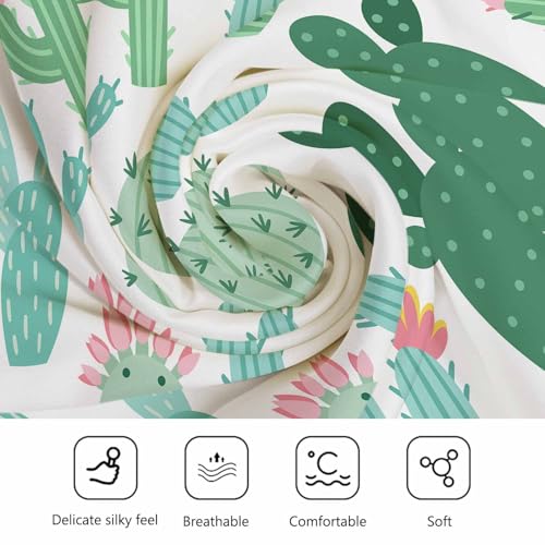Hibiscus Pattern Head Scarf Silk Feel Like Tropical Green Leaves Red Flowers Bandana Soft for Women Girls4