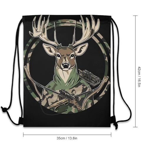 Breathable Drawstring Backpack, Camouflage American Flag Hunting Camo Deer Black Unisex Fashion Waterproof Large Capacity Draw String Bag, Reusable Sackpack with Sturdy Cord for Daily Use3