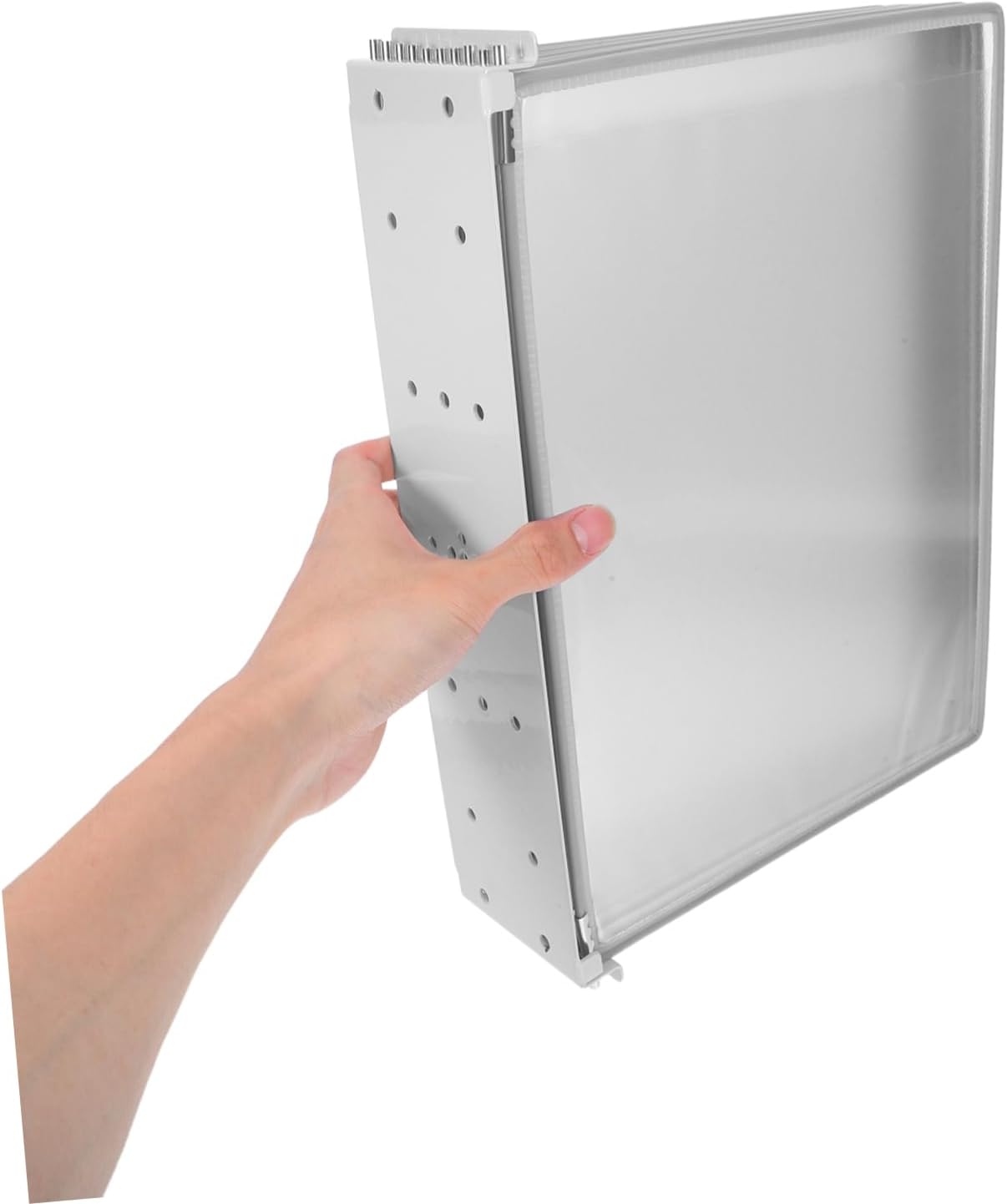 jojofuny 10-Pocket A4 Wall-Mounted File Organizer Hanging Flip Display Rack for Office and Home Sturdy PVC Metal Frame Easy Access Document Holder