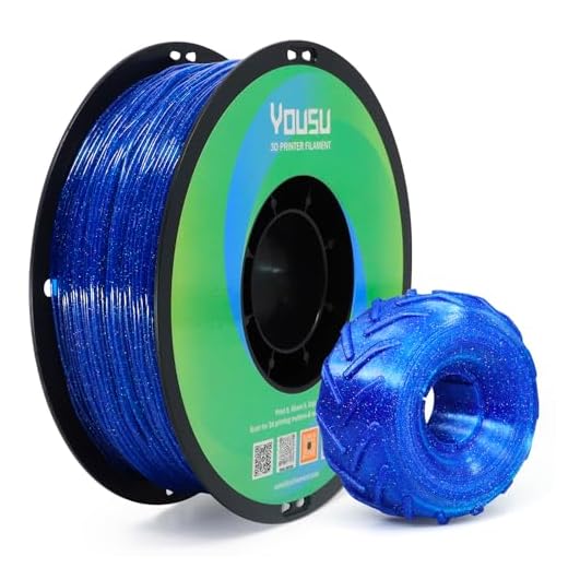 YOUSU Transparent Galaxy Glitter TPU Filament 1.75mm, 95A (42D) Flexible Soft 3D Printer Filament, Transparent Clear Blue Galaxy with Starry Sparkle Effect, 1KG (2.2lbs) Spool,Fit Most FDM 3D Printers