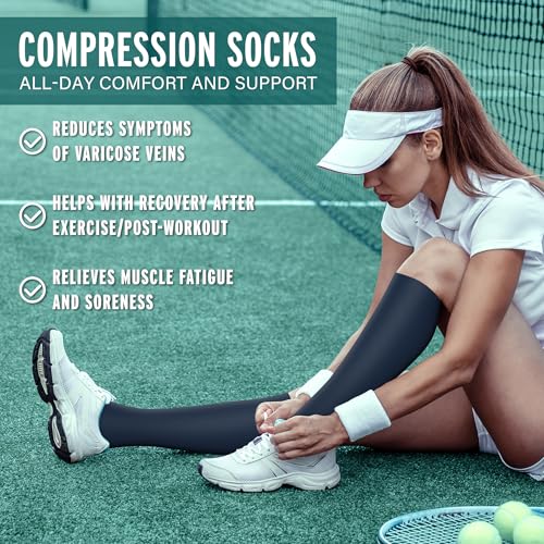 Image of 3 Pairs Compression Socks for Women & Men 15-20 mmHg- Best Support for Nurses, Running, Hiking, Recovery & Flight Socks