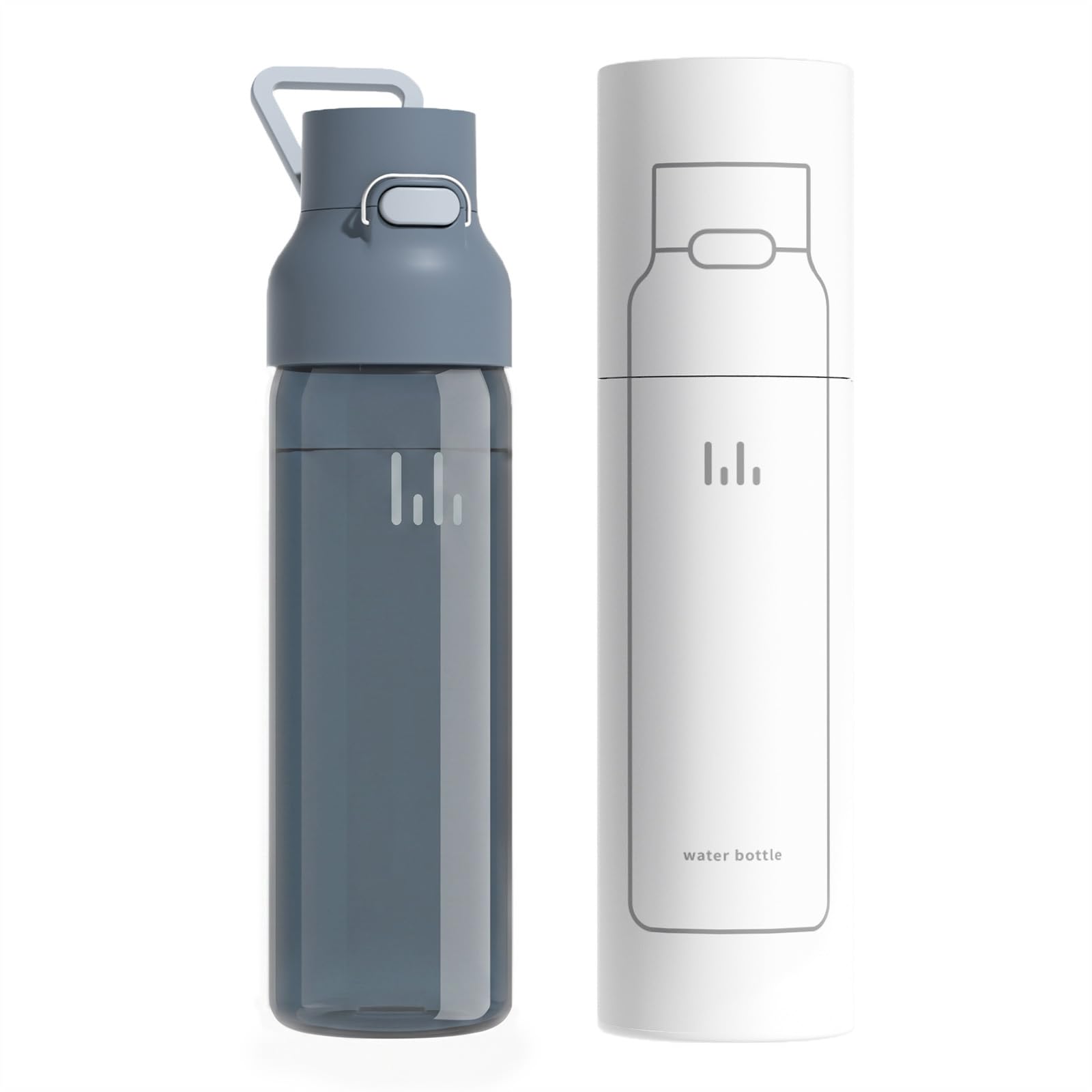 Levore Tritan Plastic Clear Water Bottle, Reusable Drink Bottle, 26oz (Truffle Blue, 750 ml)