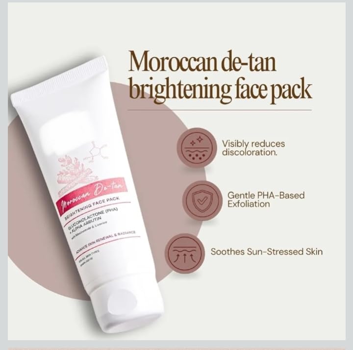 Image of Moroccan De-tan Brightening Face Pack for Skin Renewal pack of 1