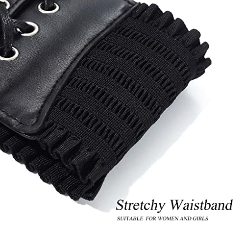Asooll Goth Lace Corset Belt Leather Waist Belts Wide Elastic Cinch Waist Corset Party Club Dress Belt for Women and Girls4