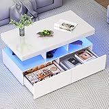 Table Basse LED Salon: Avec votre téléphone ou votre télécommande, vous pouvez régler la couleur et la luminosité des lumières de la table basse LED à volonté. La table de salon moderne s'intègre parfaitement, que ce soit pour se détendre le soir ou pour faire la fête entre amis. Table Basse Salon Moderne avec LED， Ajoutez une touche moderne à votre espace.