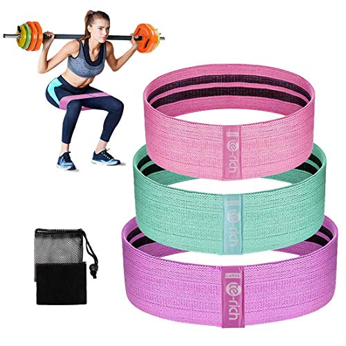 Te-Rich Bande de Résistance Set, [Lot de 3] Bande Élastique Fitness en Tissu, Bande d'Exercice avec 3 Niveaux de Force pour Entraînement Corps, Jambes, Fessiers, Fitness Musculation Pilates/Squat/Yoga